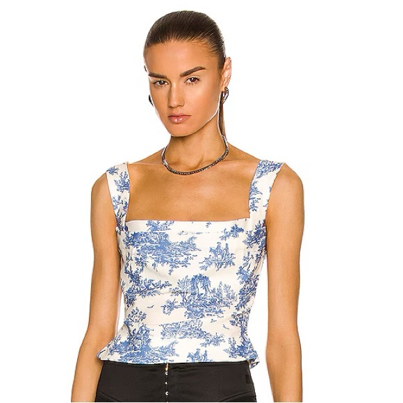 Miaou blue toile Imogen corset top - Picture 2 of 4